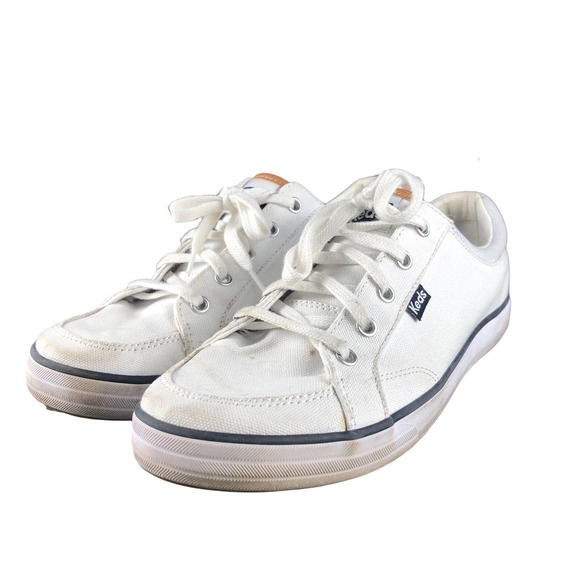 Keds Shoes - Ked's Women's Center II White Canvas Blue Stripe Sneakers (8)
